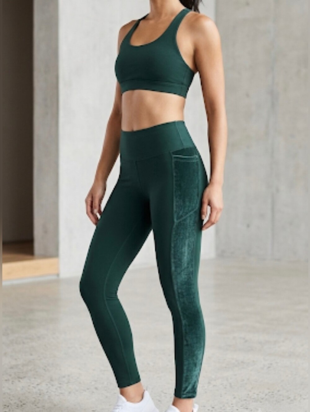 Victoria's Secret PINK Pants Size L Large Cozy Velvet Green Leggins VS Leggings